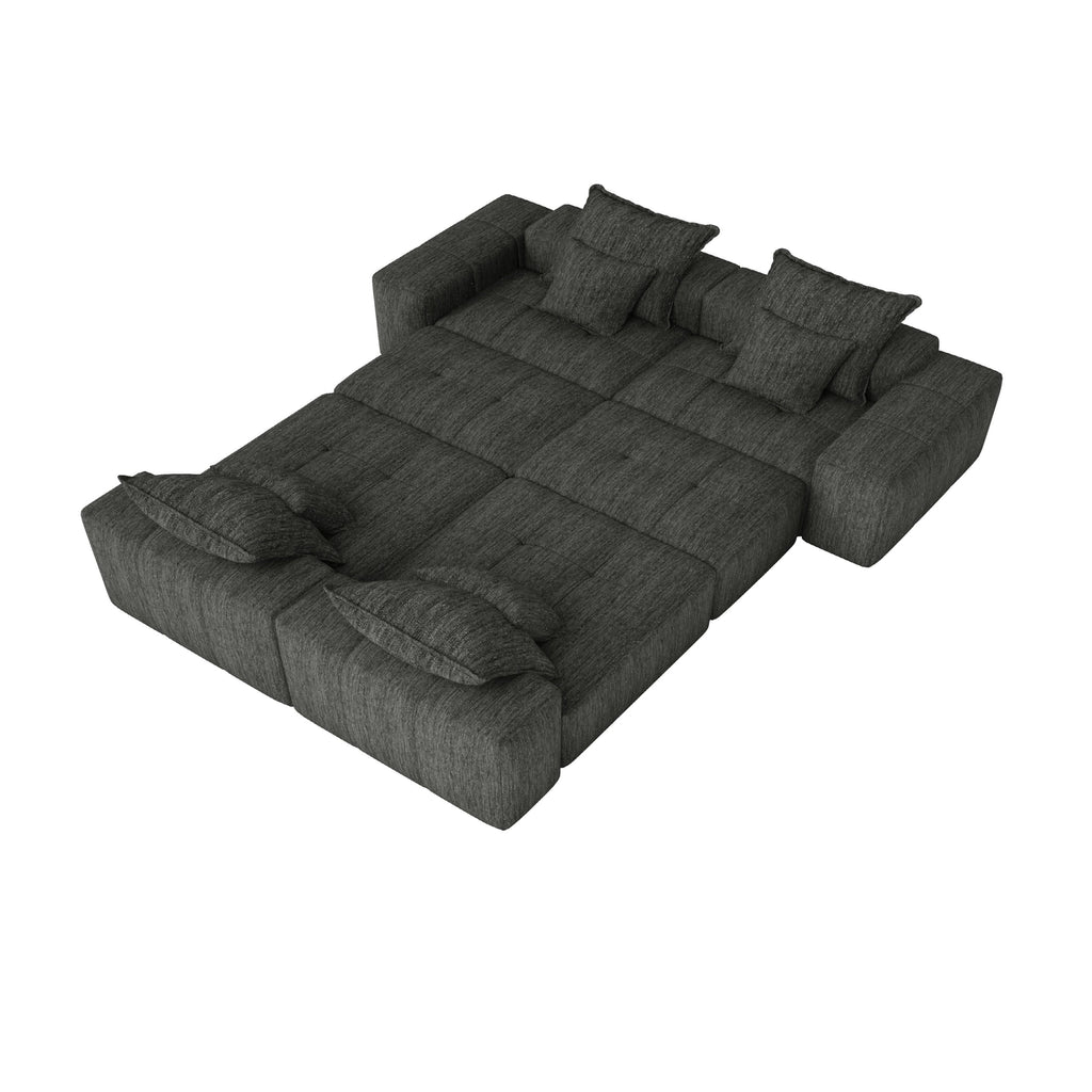 Oversized Modular Sectional Sofa Sparkling Chenille Black