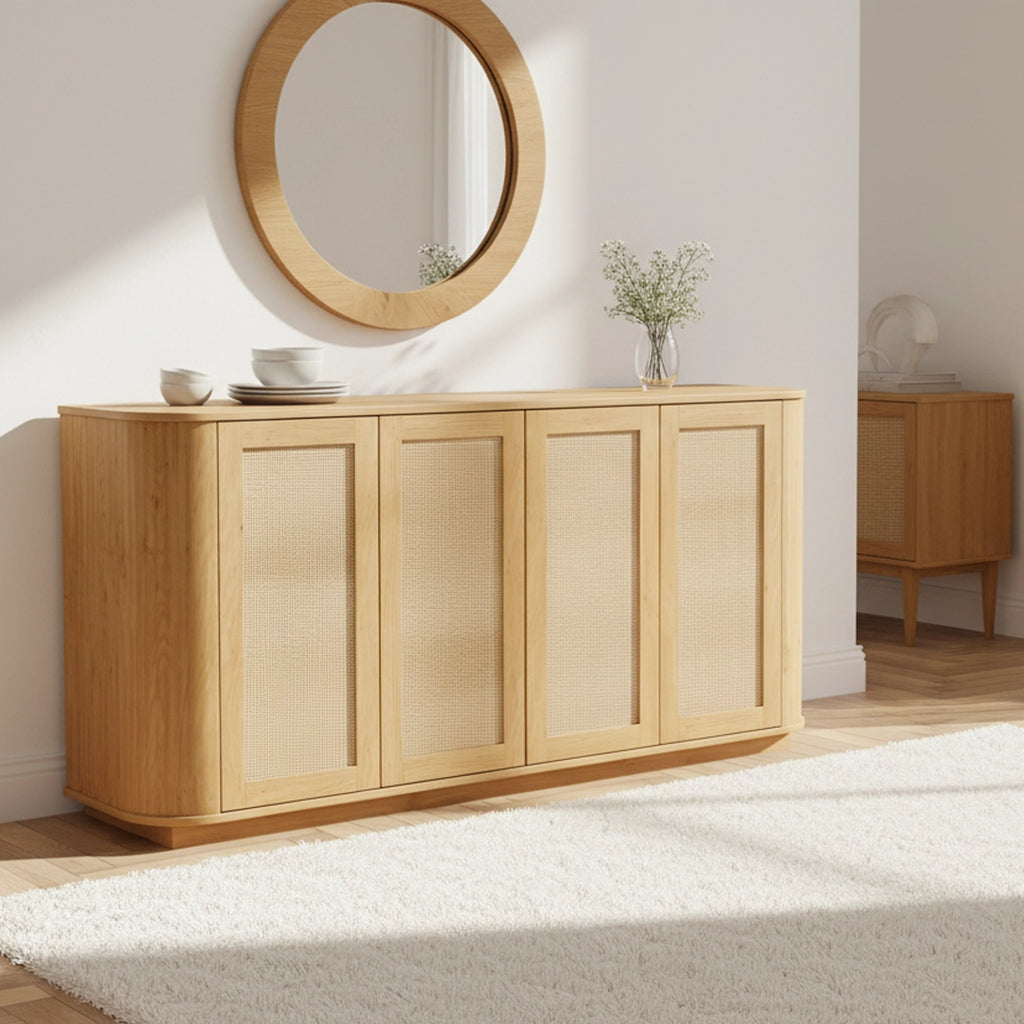 Entryway & Living Room Storage Wave Pattern Tv Stand