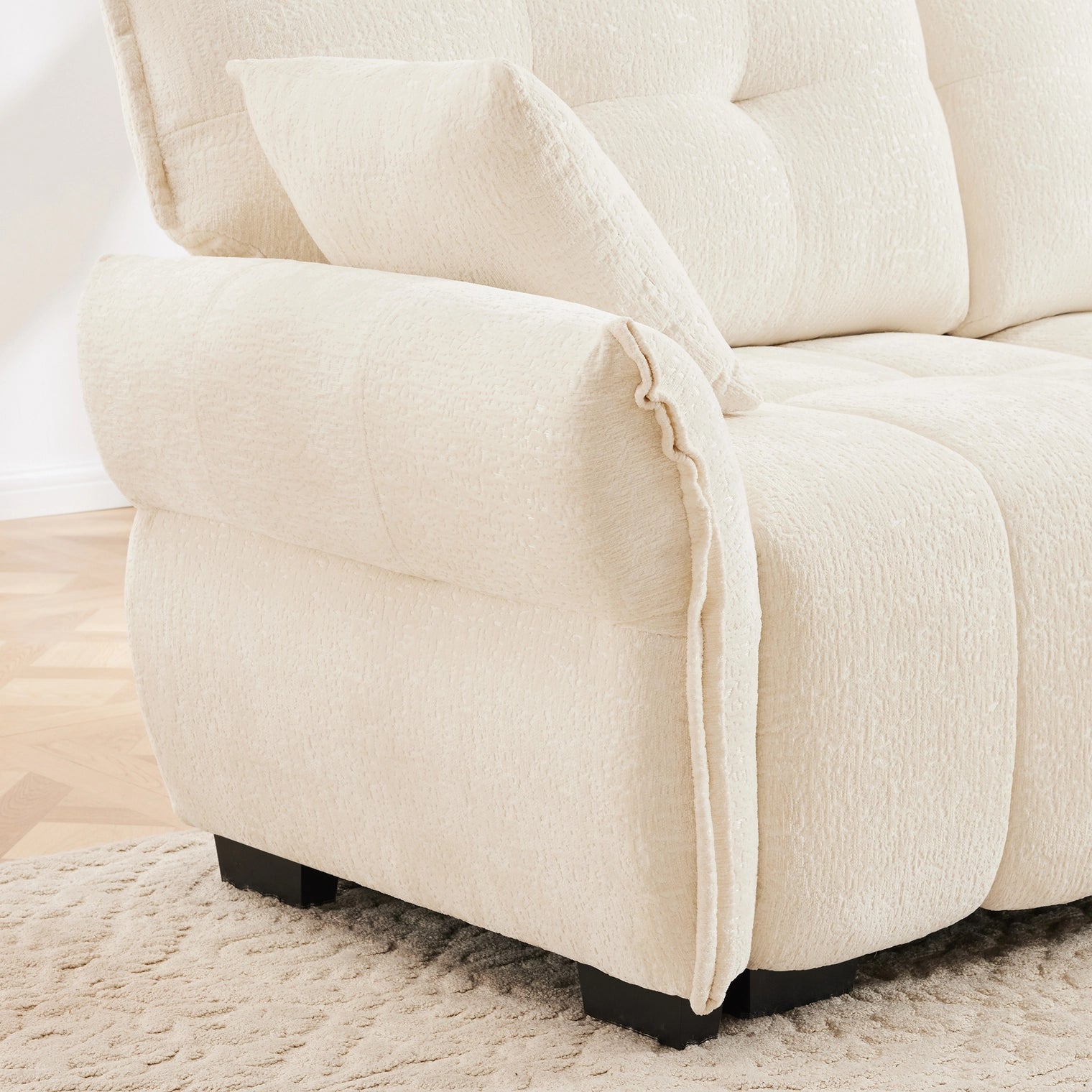 Beige Chenille Ergonomic Sofa-Single Seat/4-Seat+1 Ottoman