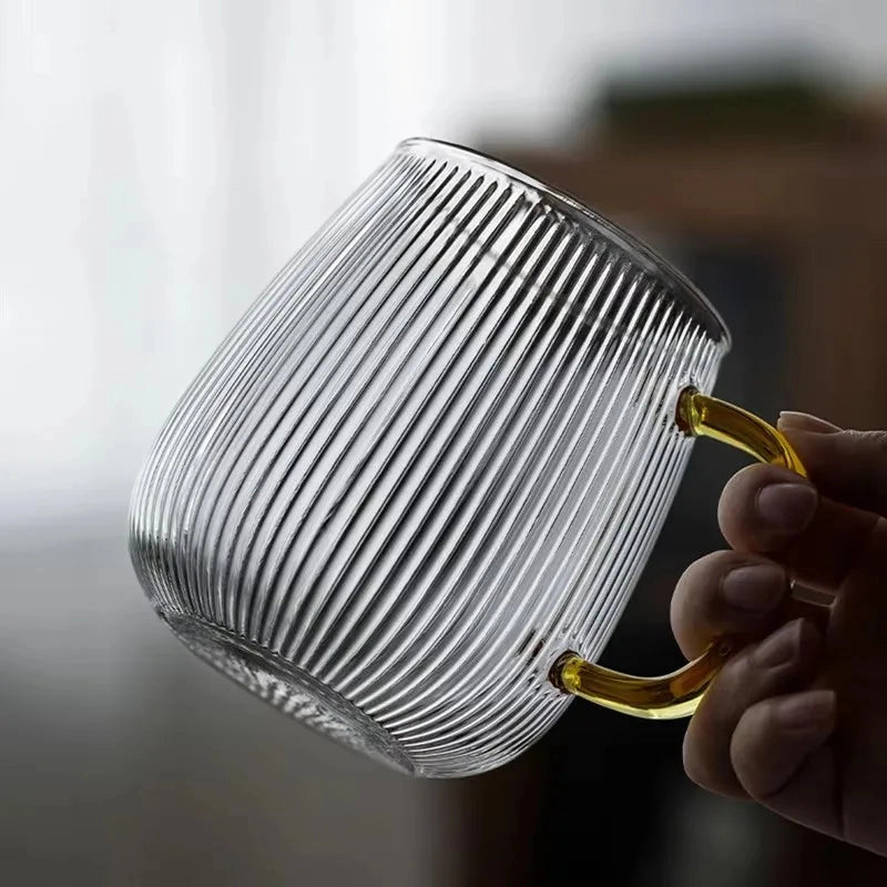 Ribbed Glass Mugs (Set of 2)