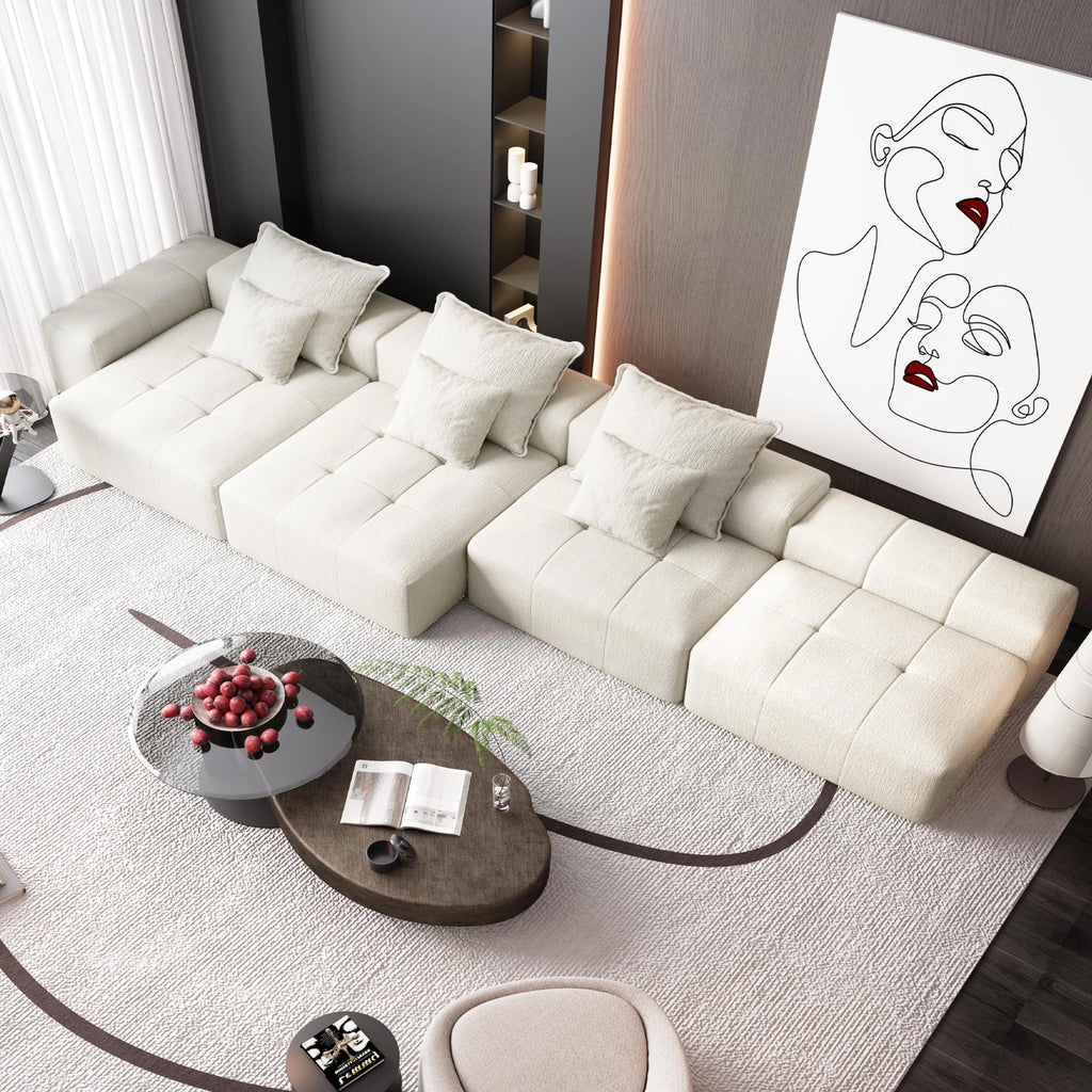 Modern Oversized Modular Sectional Sofa with 6 Pillows