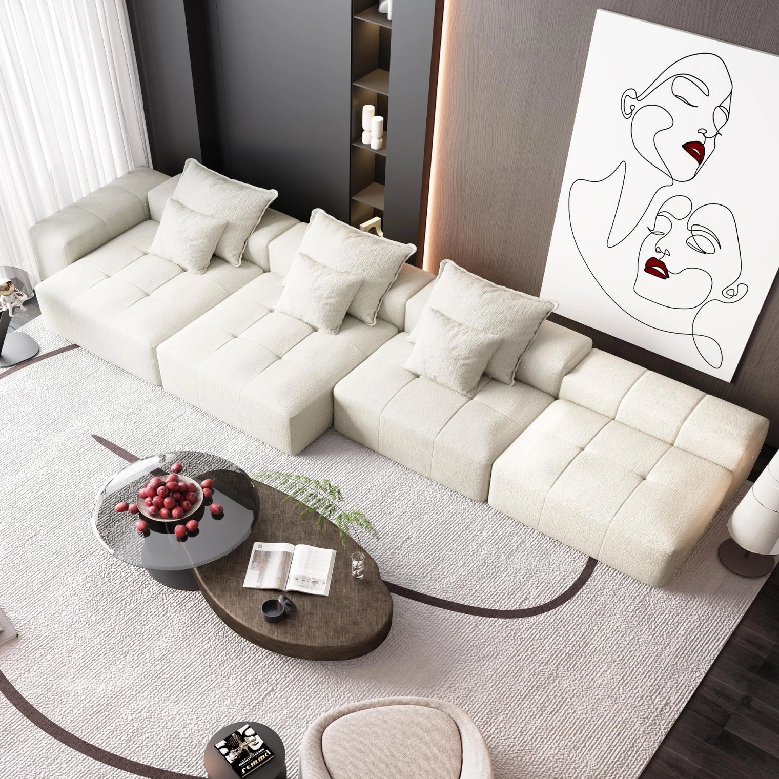 Modern Oversized Modular Sectional Sofa with 6 Pillows