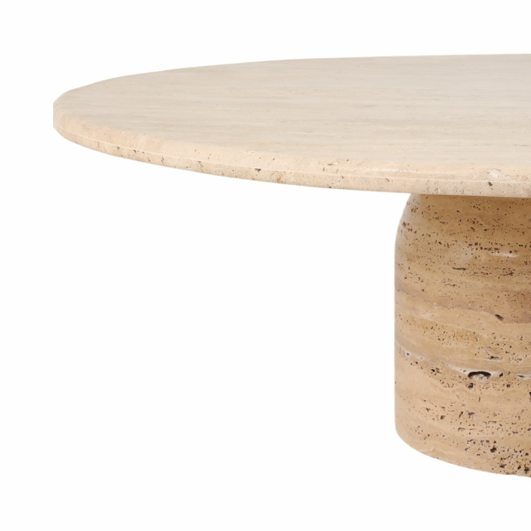 Stone Wood Modern Casual Round Coffee Table