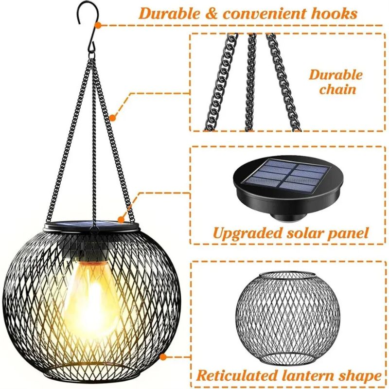 Black Hanging Solar Lanterns | Outdoor Led | Garden Décor