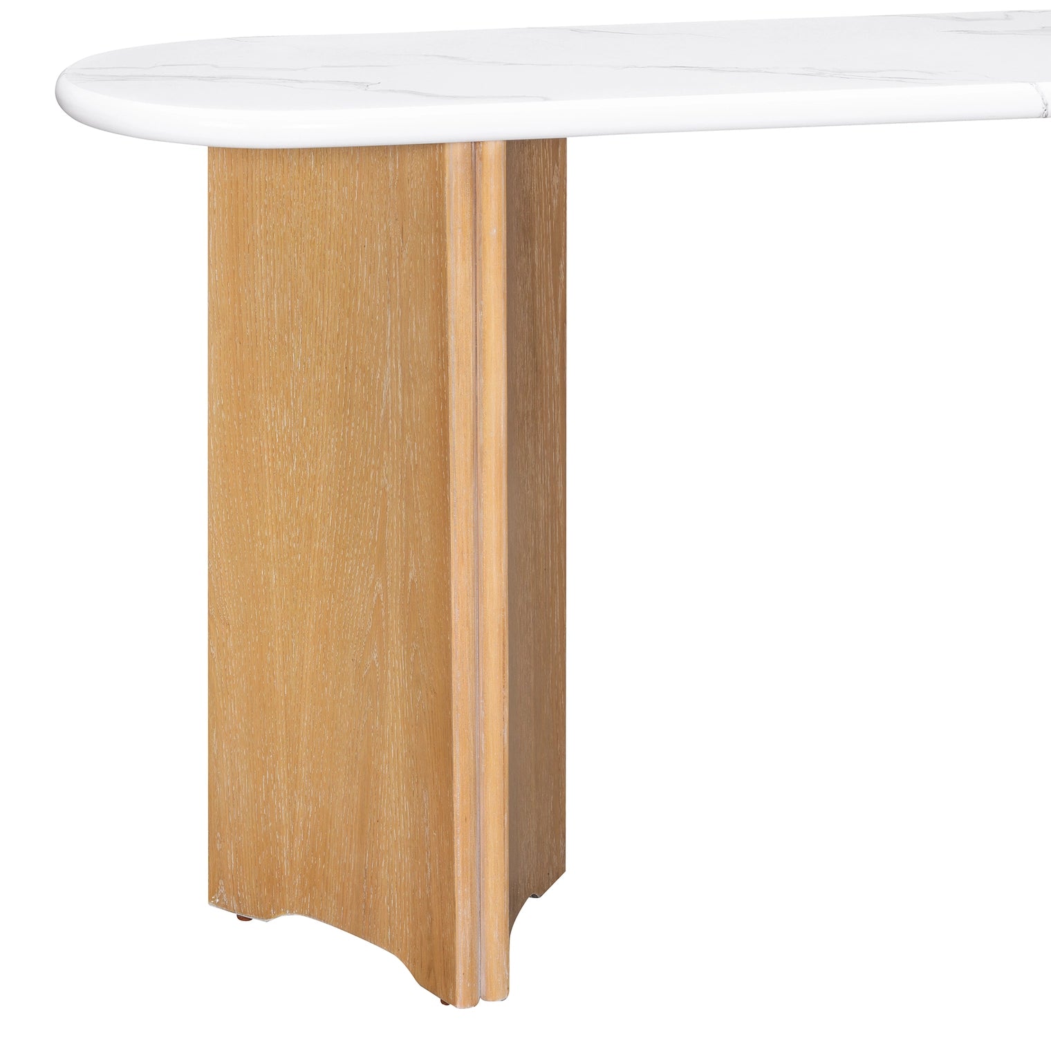 Narrow Console Table Oval Faux Marble Top