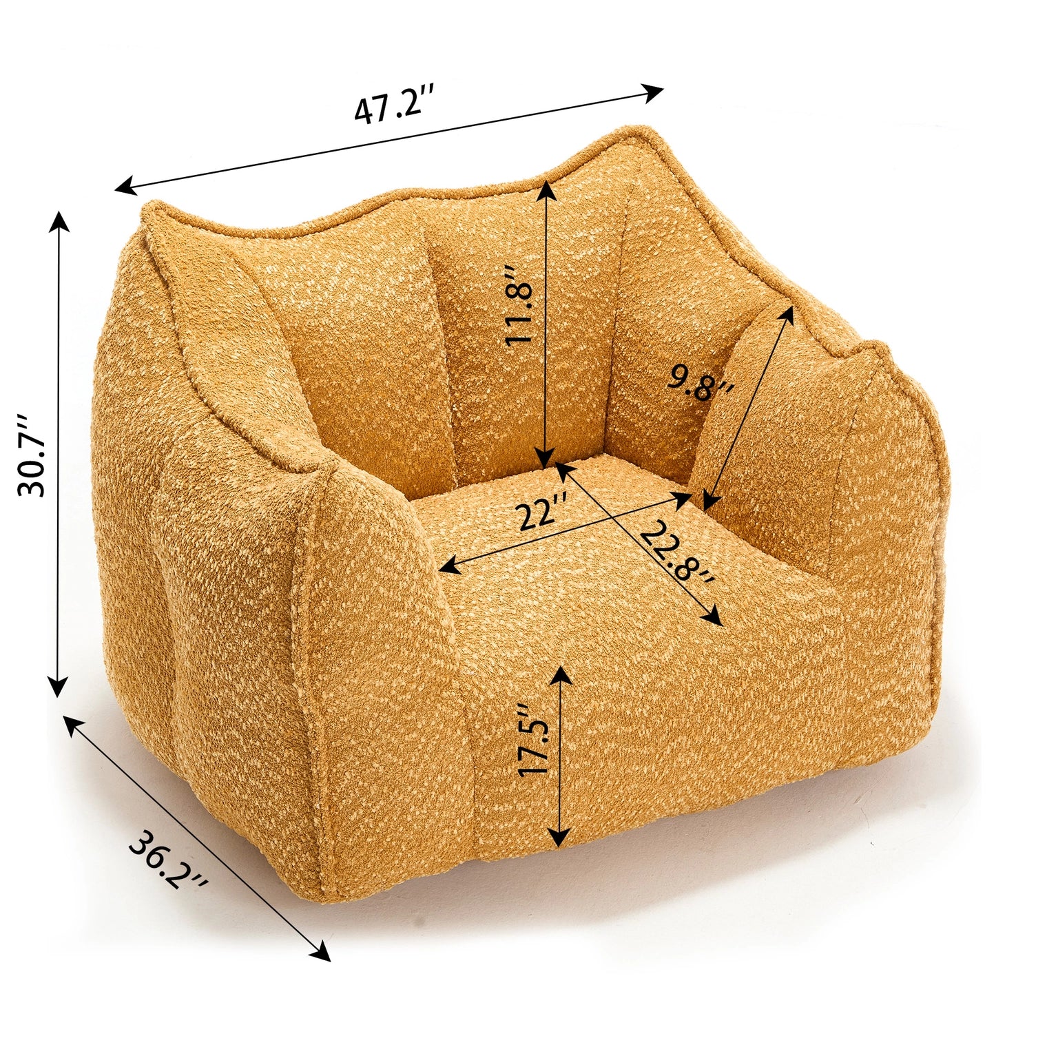 Indoor Oversized Bean Bag Chair & Soft Foam & Chenille Cover