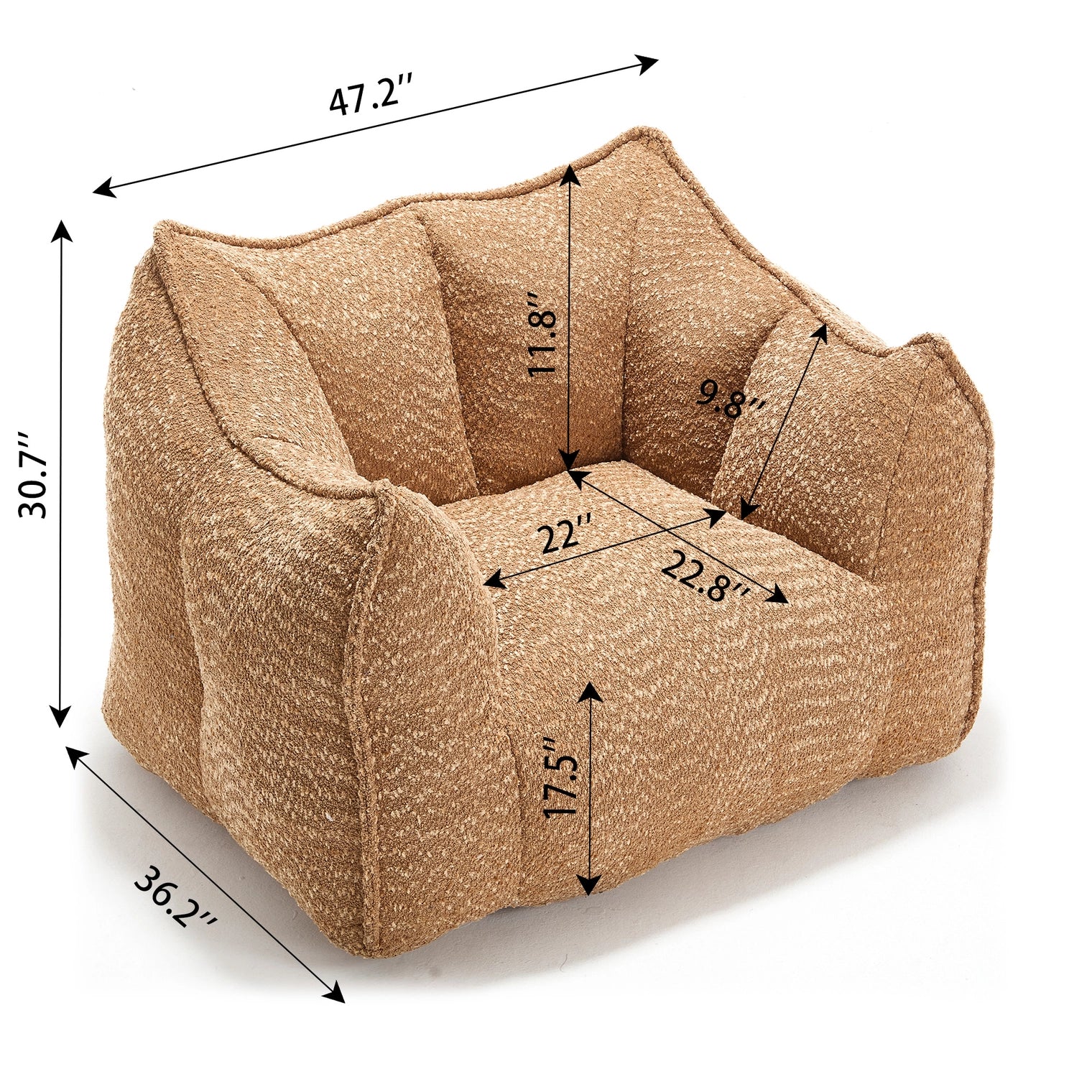 Indoor Oversized Bean Bag Chair & Soft Foam & Chenille Cover