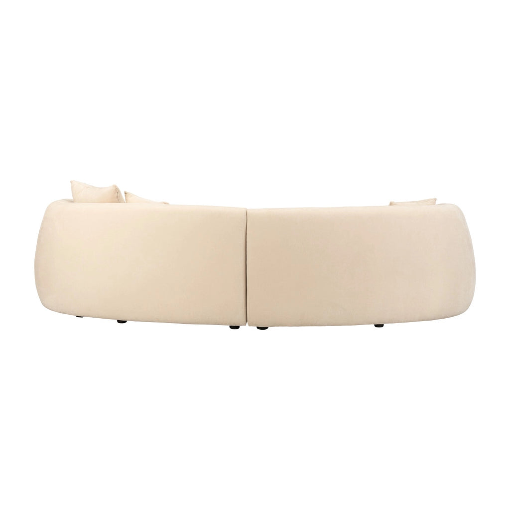 Wood 4-Seat Curved Fabric Upholstery Sofa