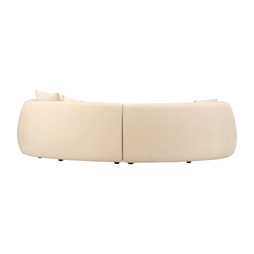 Wood 4-Seat Curved Fabric Upholstery Sofa