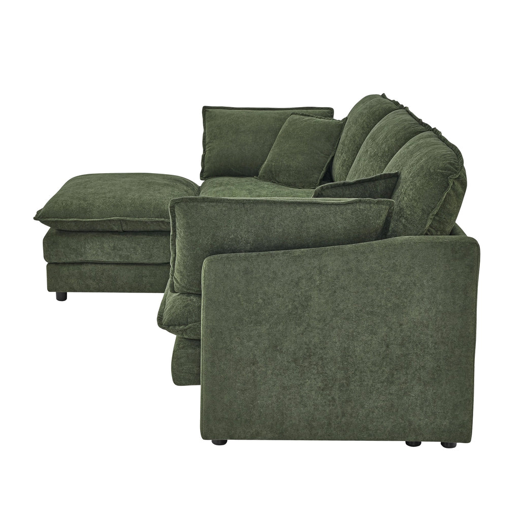 Living Room 4-Seater L-Shaped Sectional Sofa with Ottoman