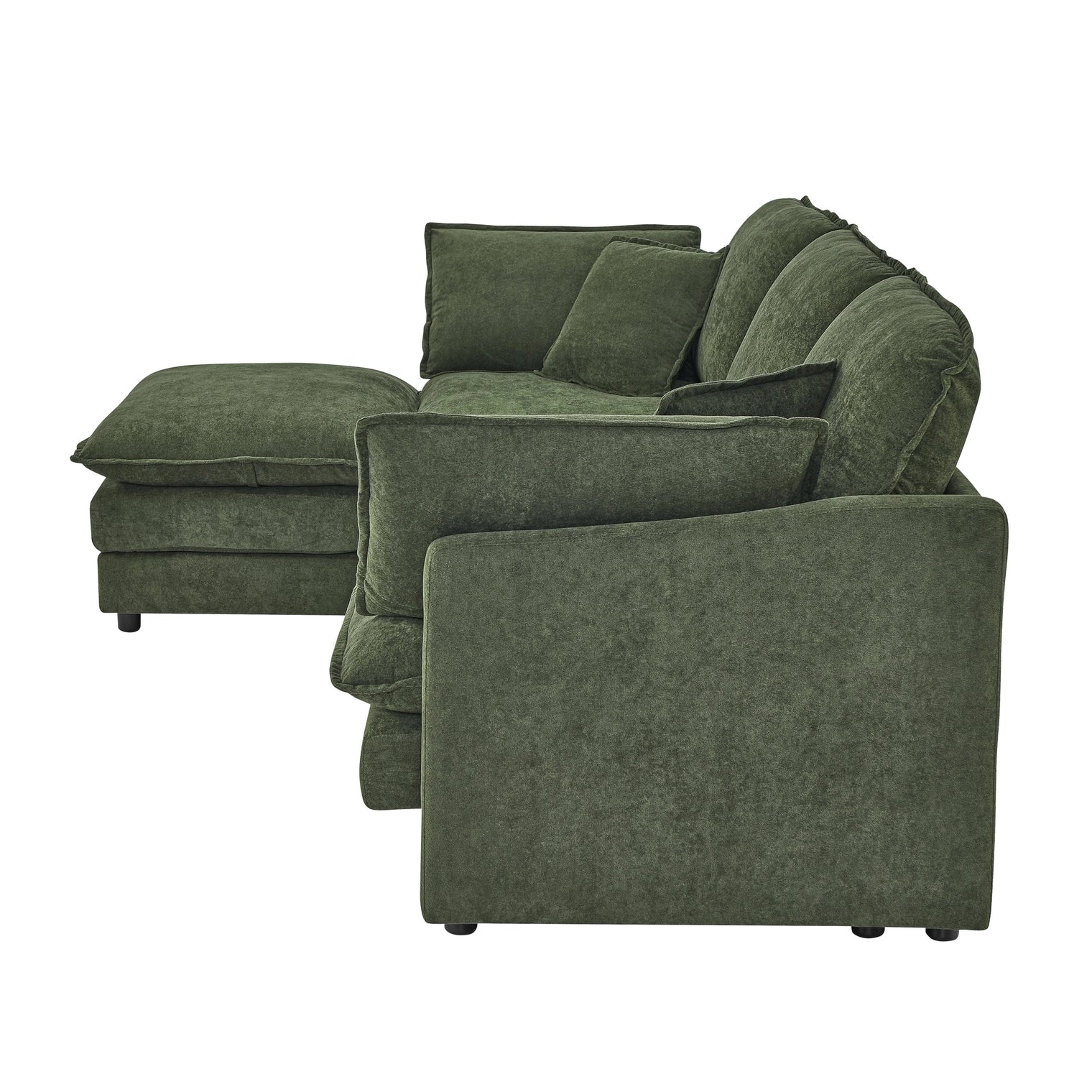 Living Room 4-Seater L-Shaped Sectional Sofa with Ottoman