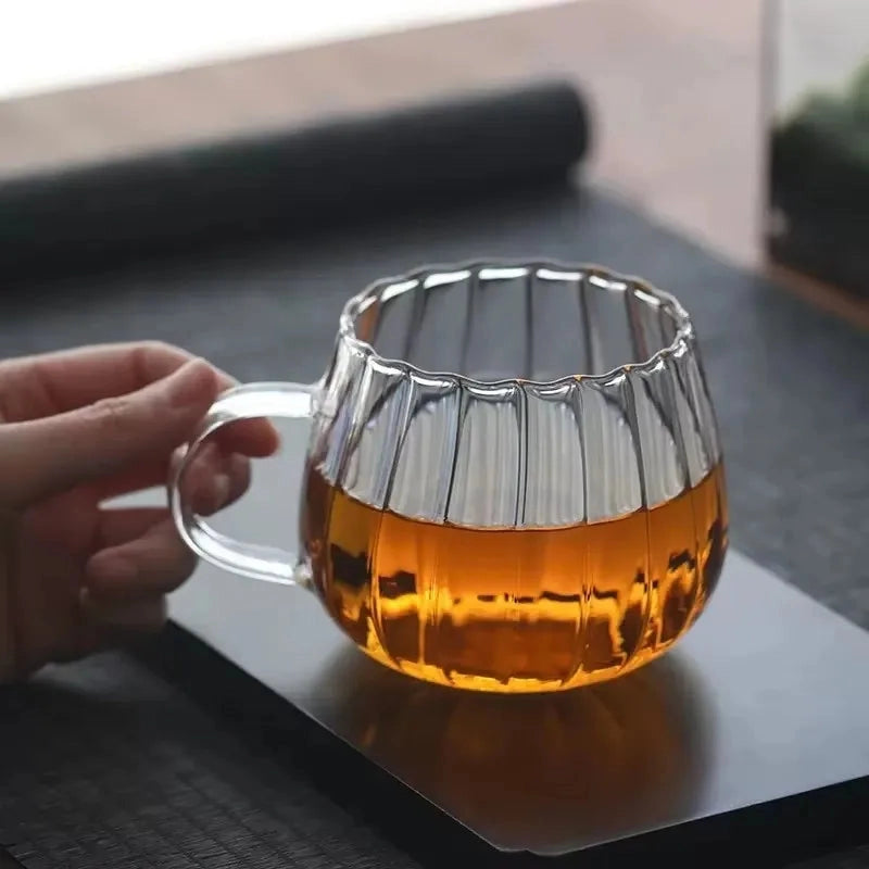 Ribbed Glass Mugs (Set of 2)