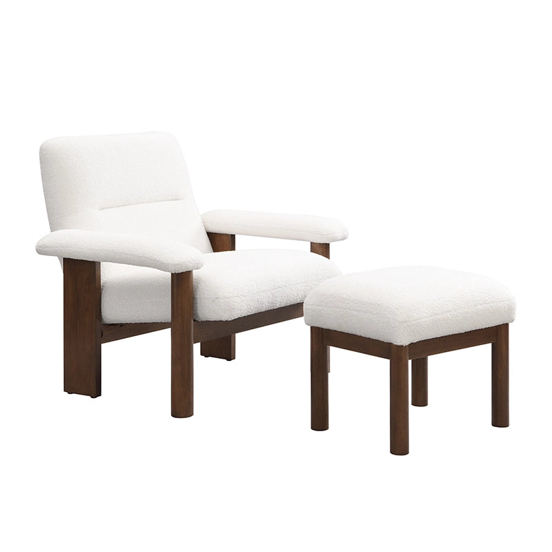 Modern Accent Chair with Ottoman, Lounge Chair with Footrest