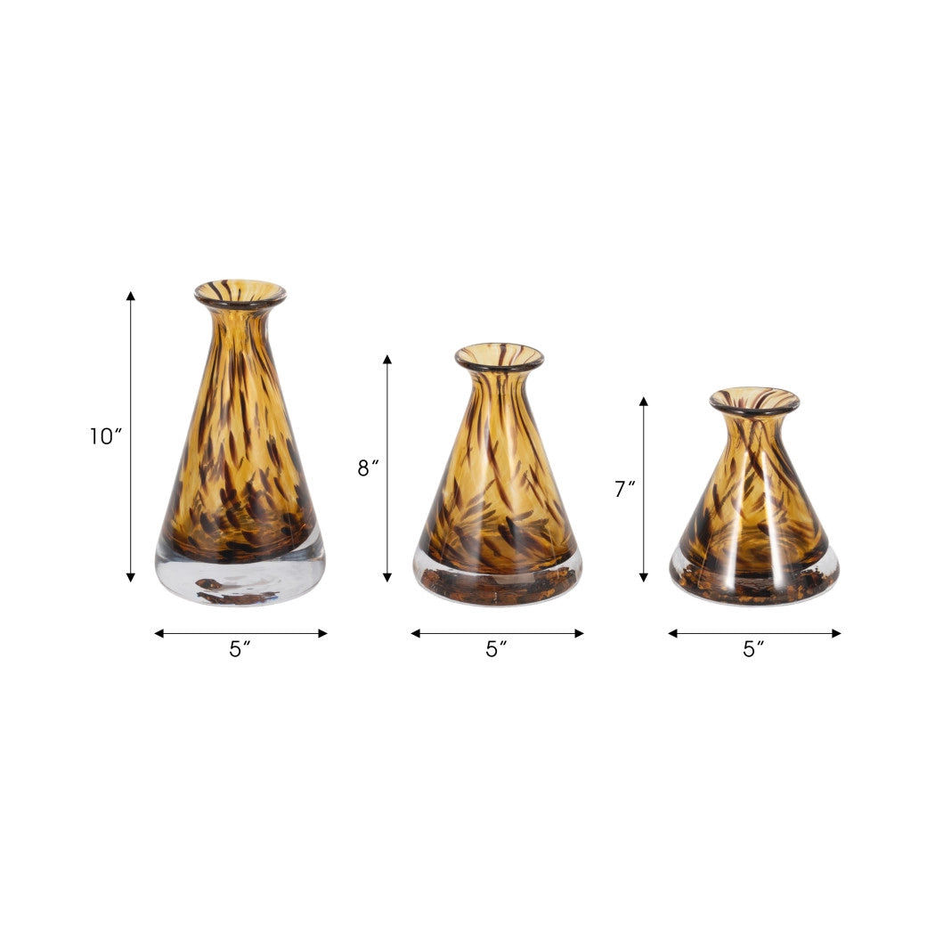 Glass Unique Veneta Bottle Set of 3