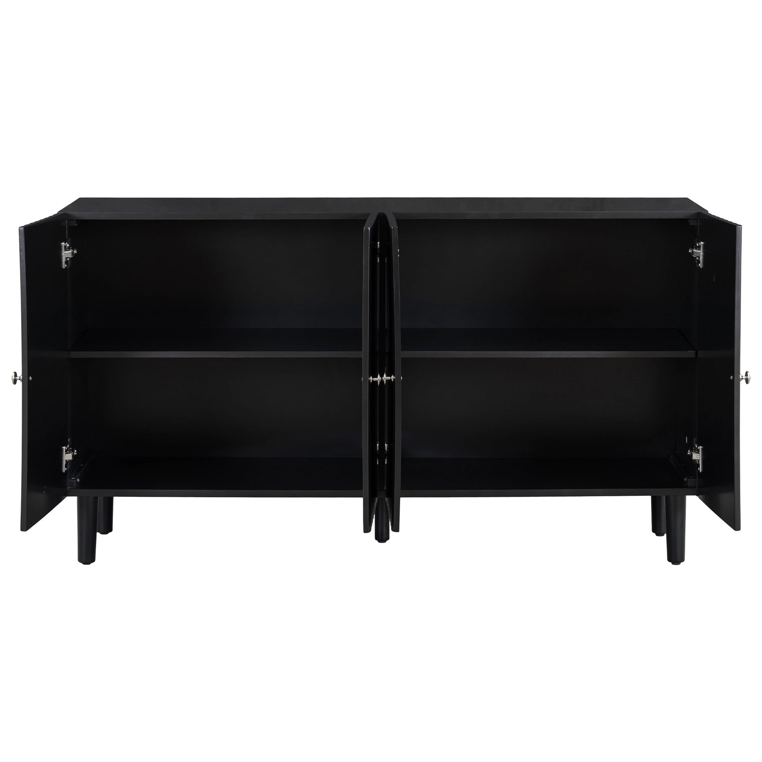 4-Door Sideboard with Wavy Pattern & Cylindrical Legs