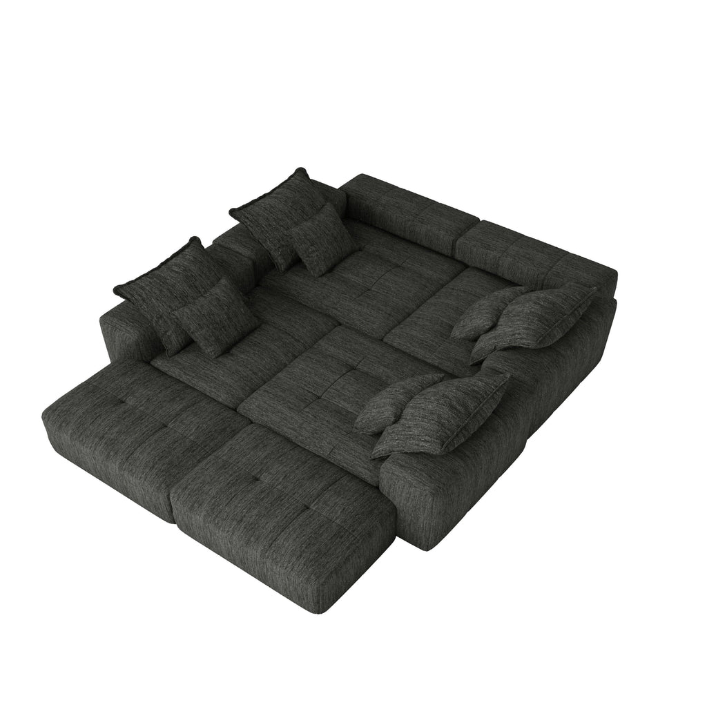 Oversized Modular Sectional Sofa Sparkling Chenille Black