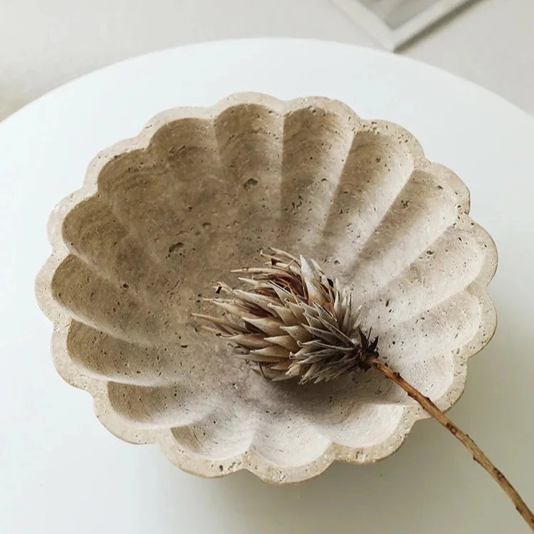 Floral Faux Travertine Bowl
