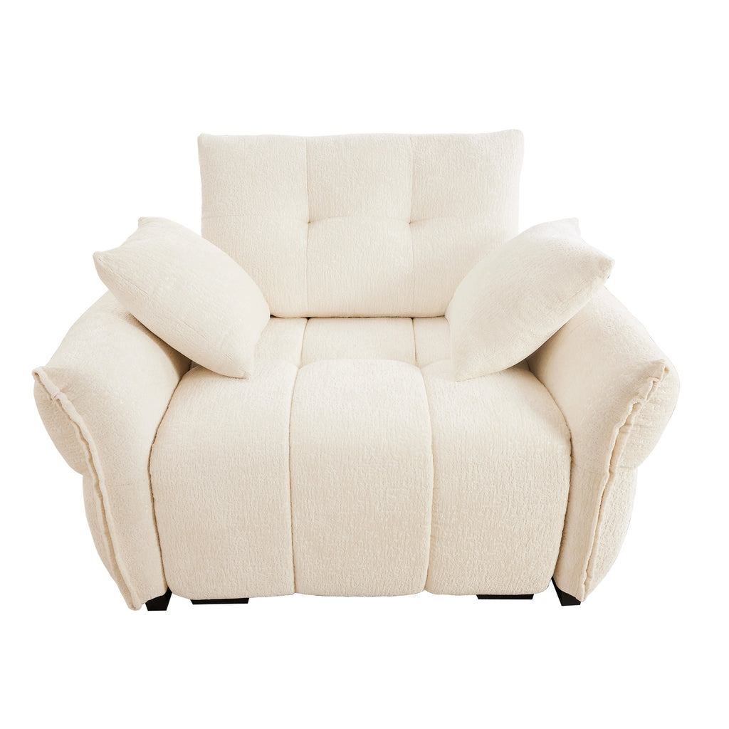 Beige Chenille Ergonomic Sofa-Single Seat/4-Seat+1 Ottoman