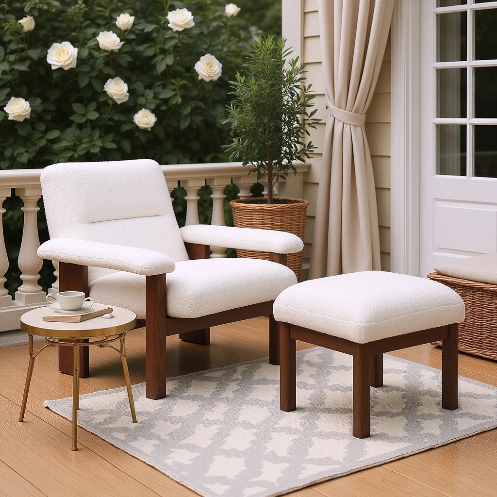 Modern Accent Chair with Ottoman, Lounge Chair with Footrest