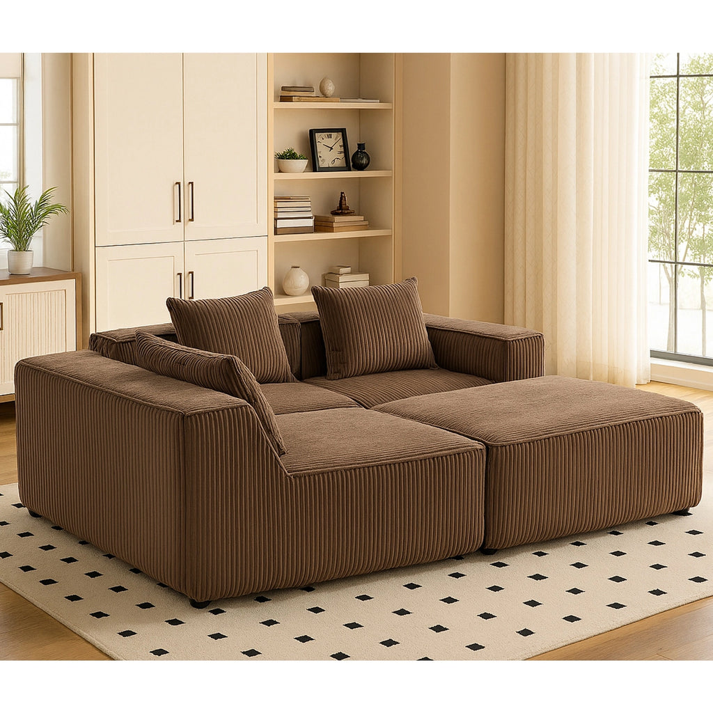 Modular Compression Sofa Set Plush Corduroy