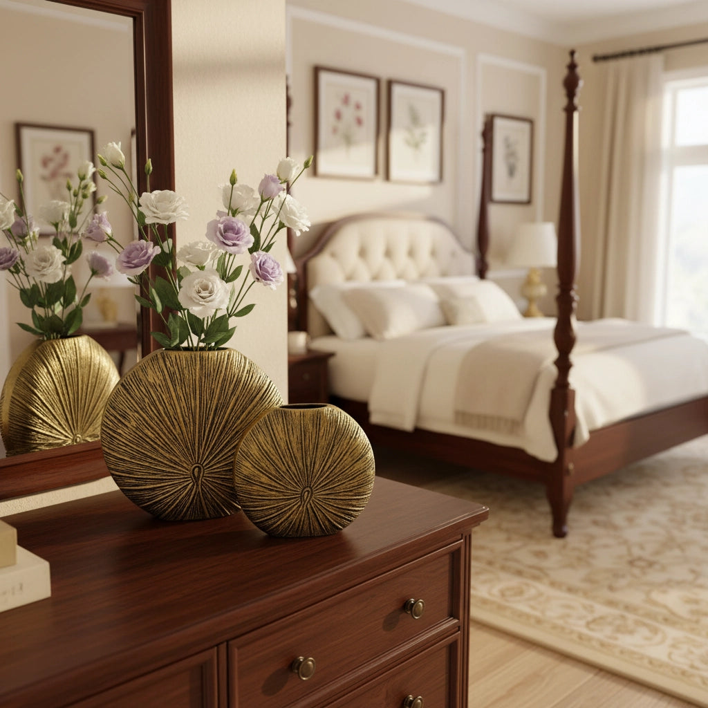 Decorative Aluminium Golden Flower Vase