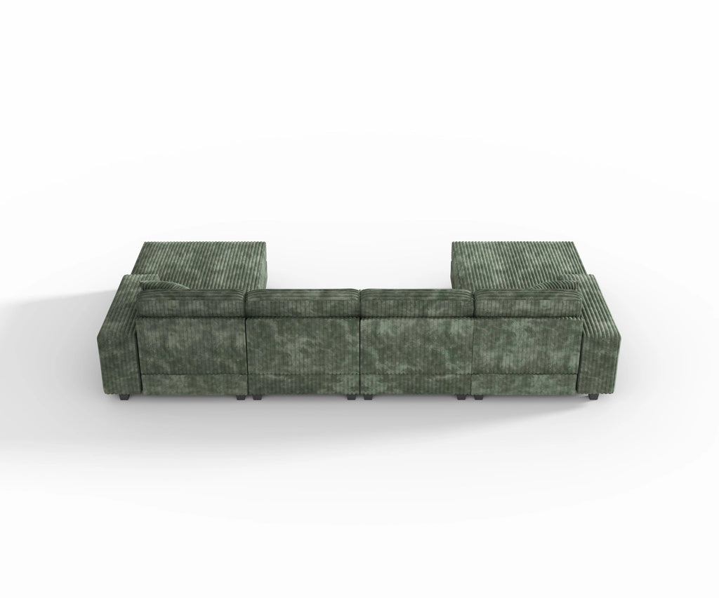 4-Seater U-Shaped Modular Sectional Sofa & Corduroy Fabric