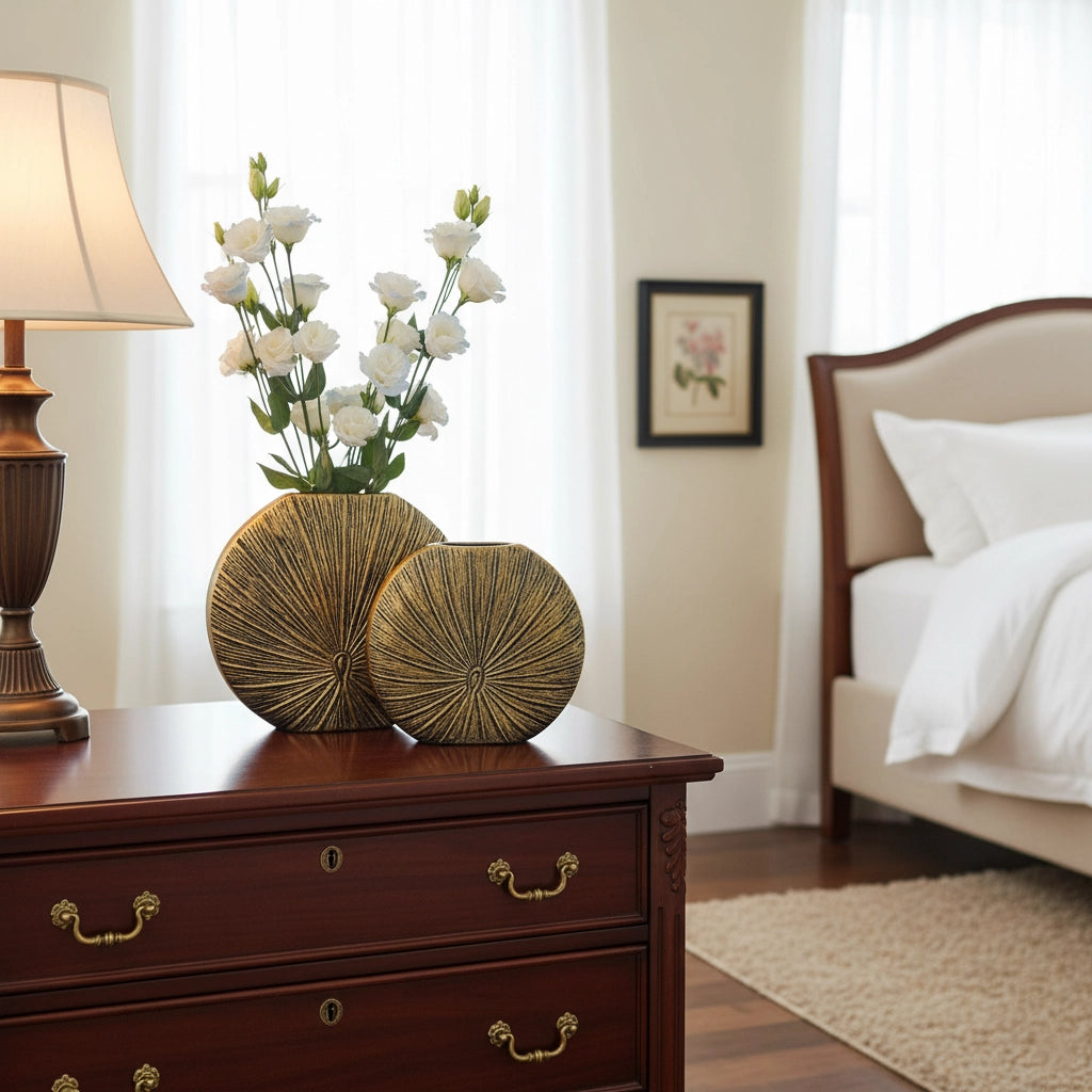 Decorative Aluminium Golden Flower Vase