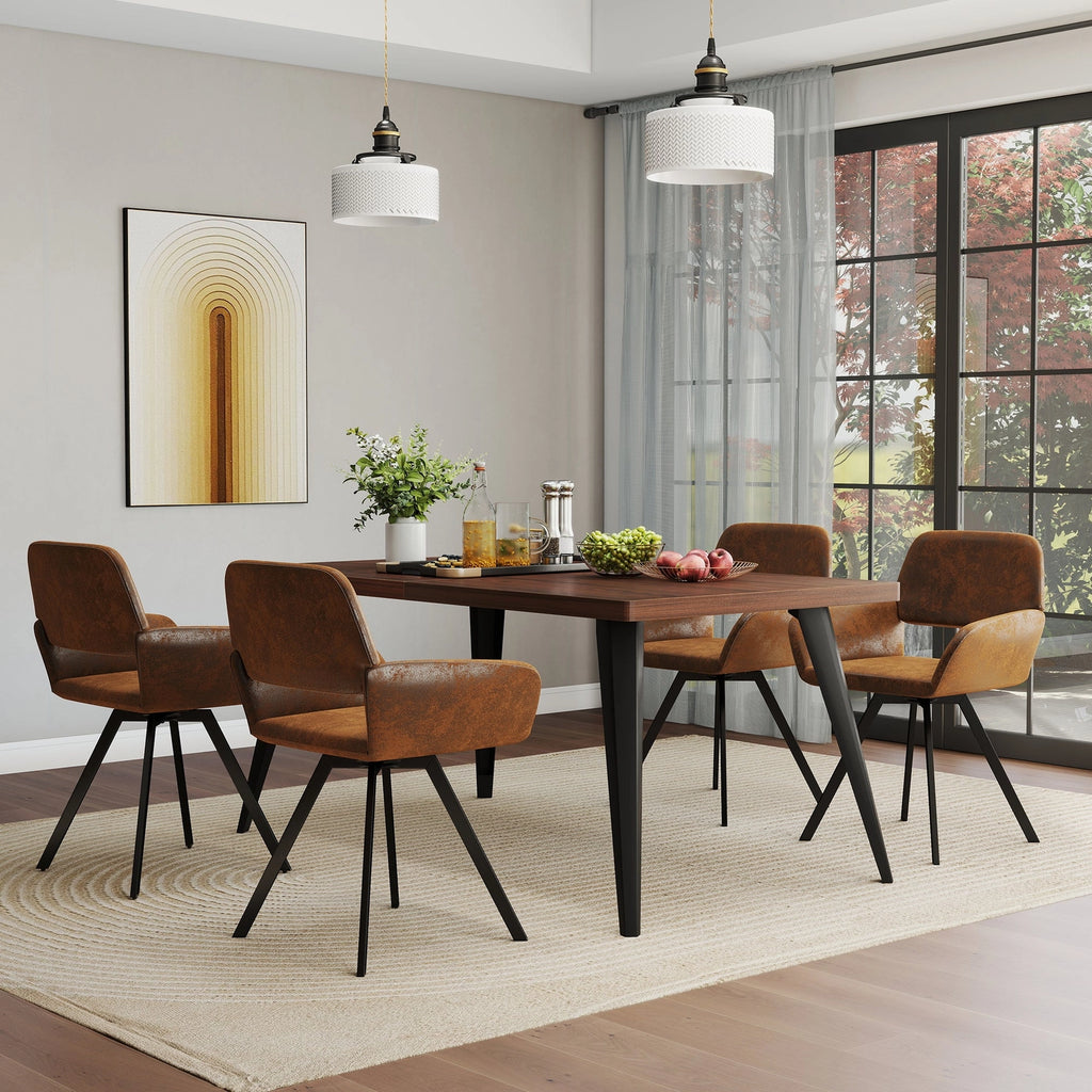 Stan 5 Piece Walnut & California Upholstered Dining Set