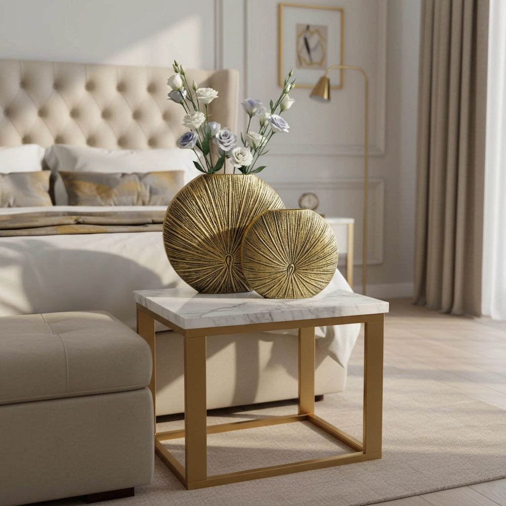 Decorative Aluminium Golden Flower Vase