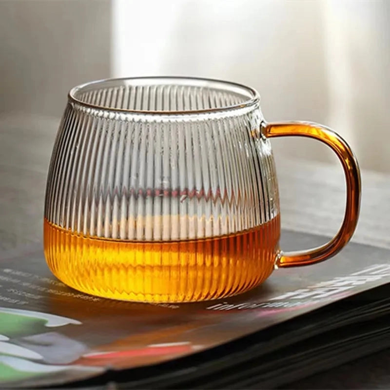 Ribbed Glass Mugs (Set of 2)