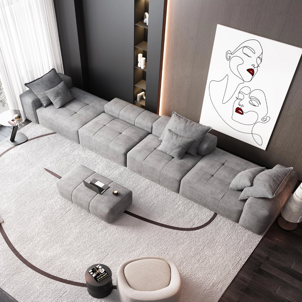 Modern Oversized Modular Sectional Sofa with 6 Pillows