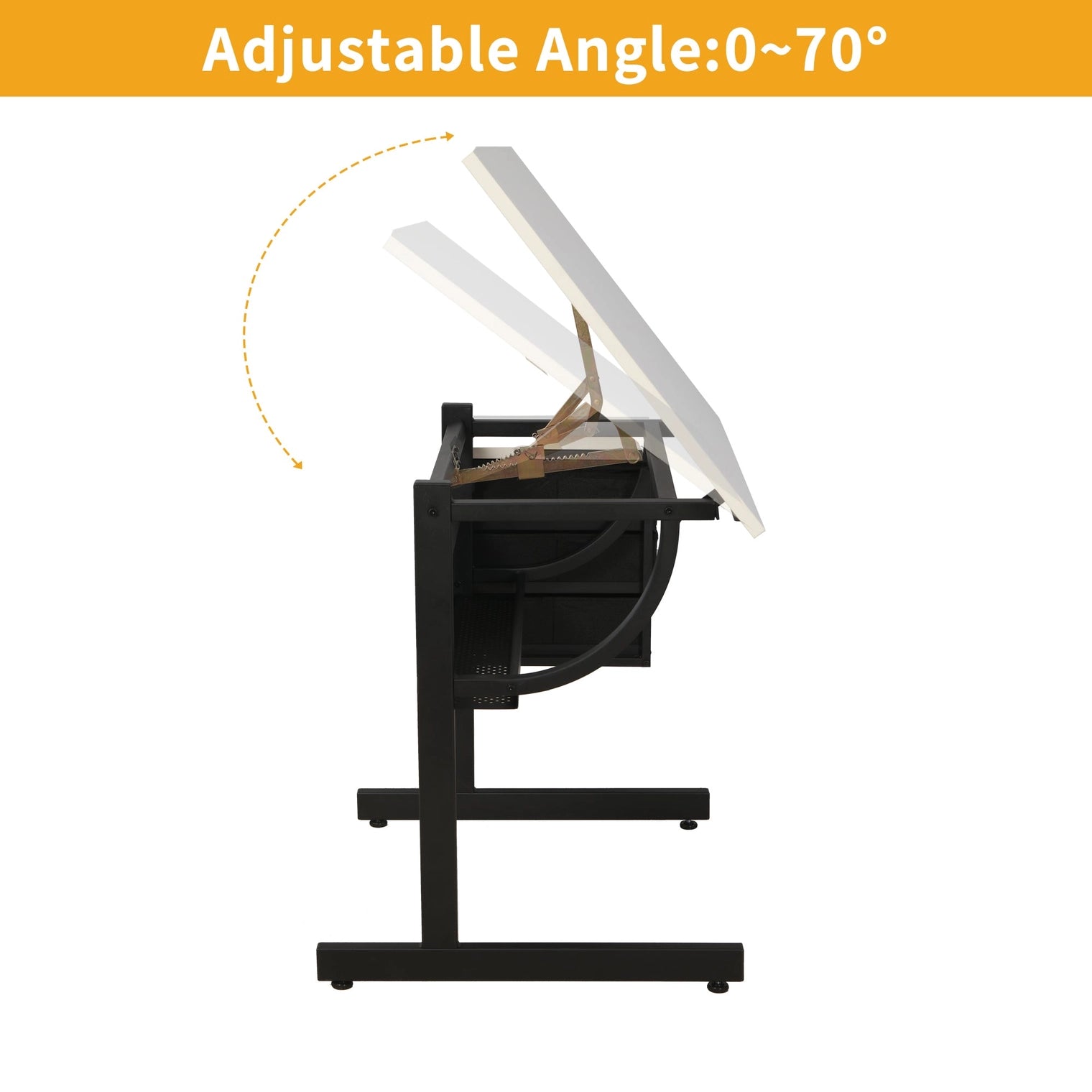 White Adjustable Drafting Drawing Table with Stool