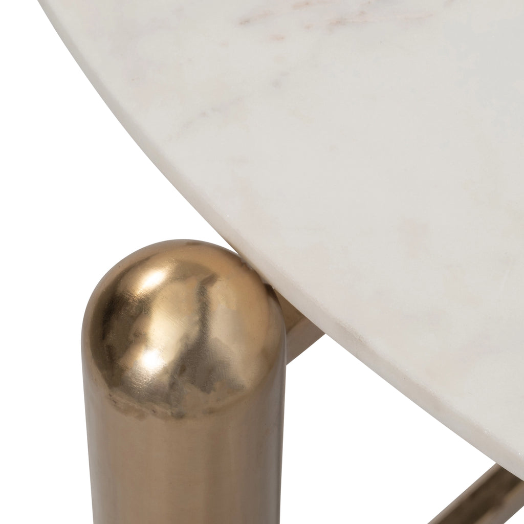 Metal Round Base Marble Top Coffee Table