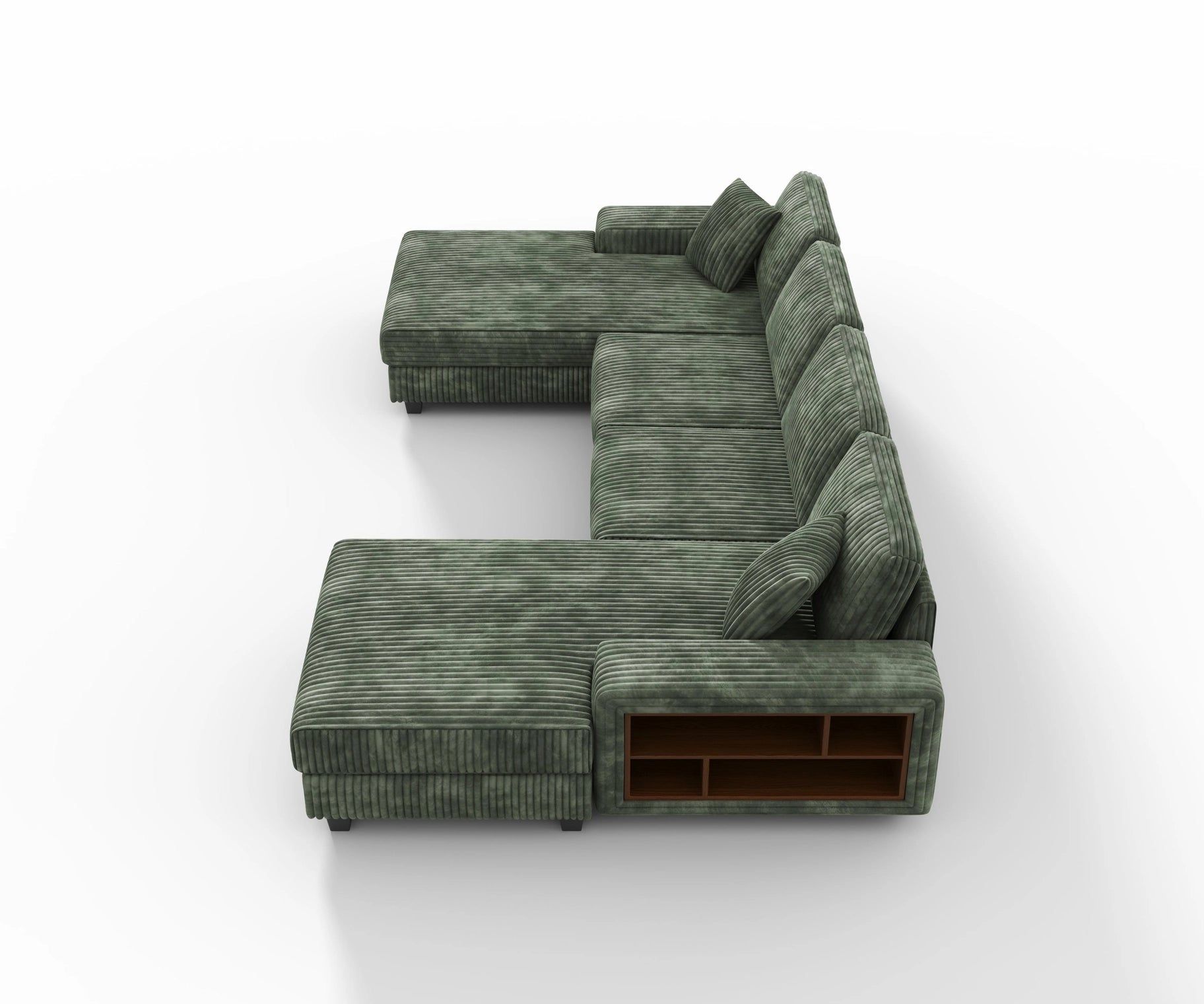 4-Seater U-Shaped Modular Sectional Sofa & Corduroy Fabric