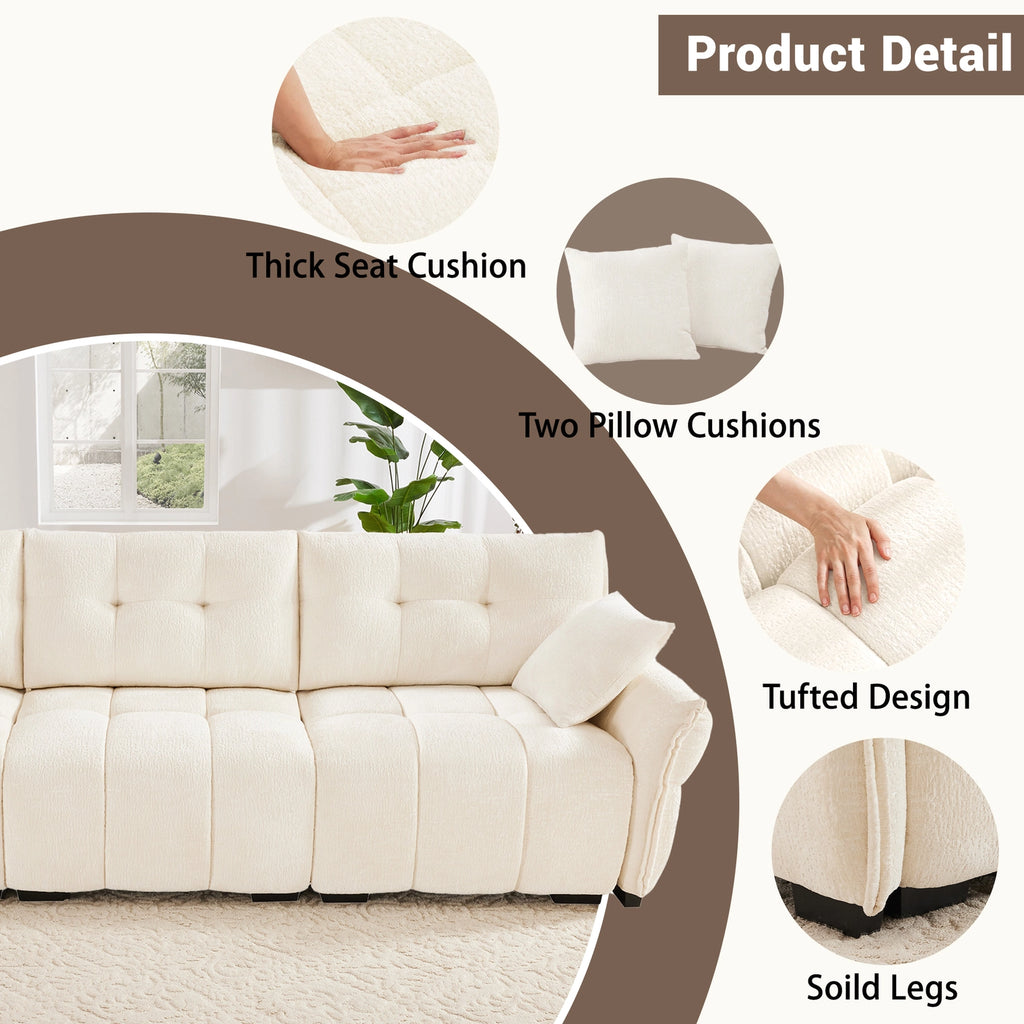 Beige Chenille Ergonomic Sofa-Single Seat/4-Seat+1 Ottoman