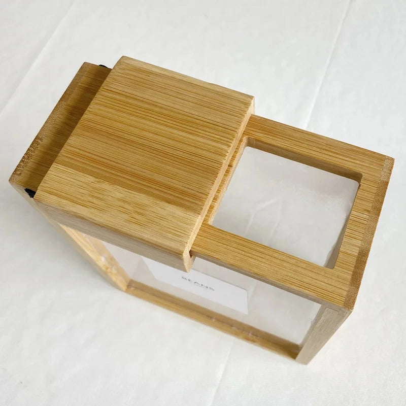 Bamboo Square Pantry Containers 4-PCS | Food Organizer | Eco