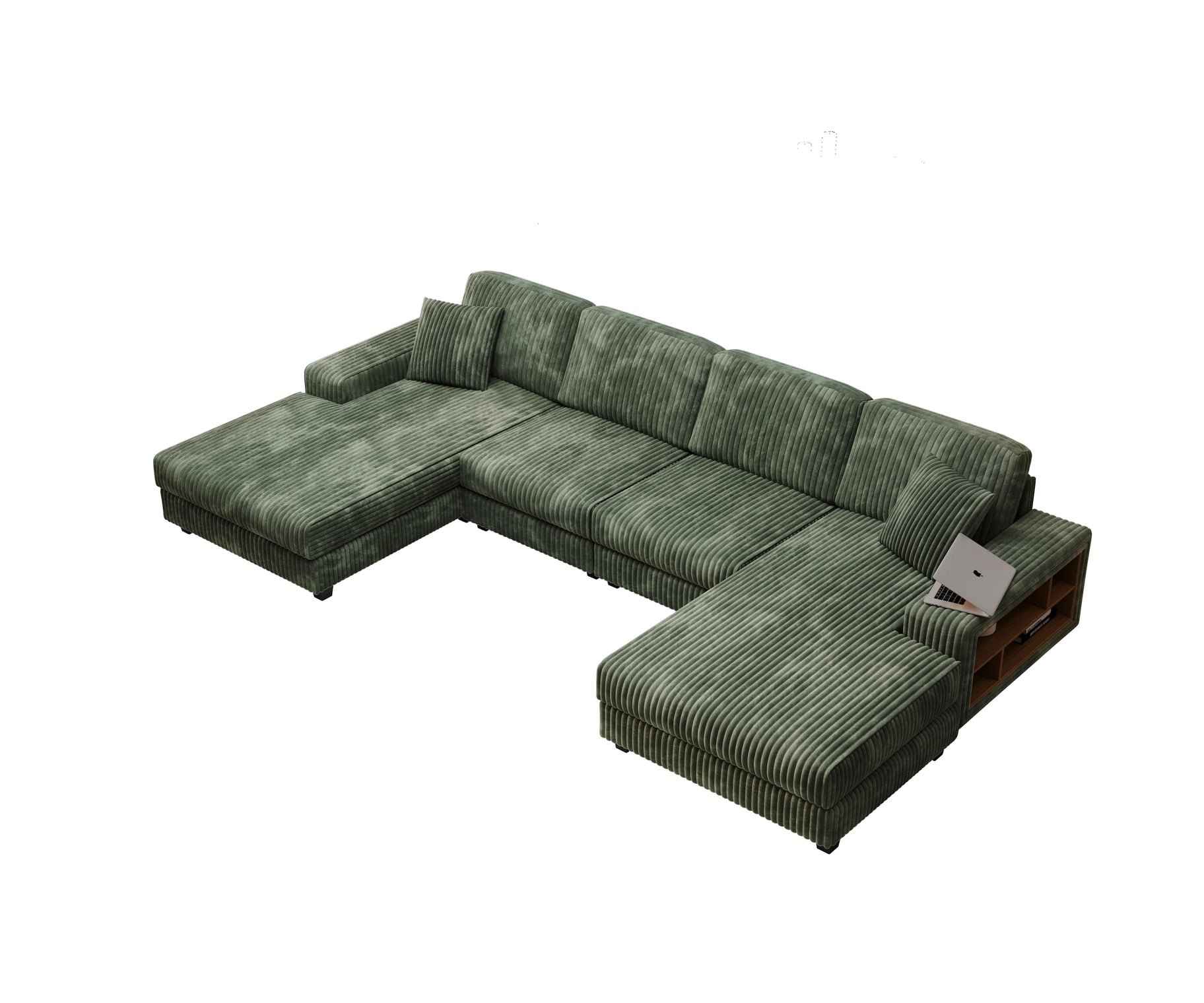4-Seater U-Shaped Modular Sectional Sofa & Corduroy Fabric