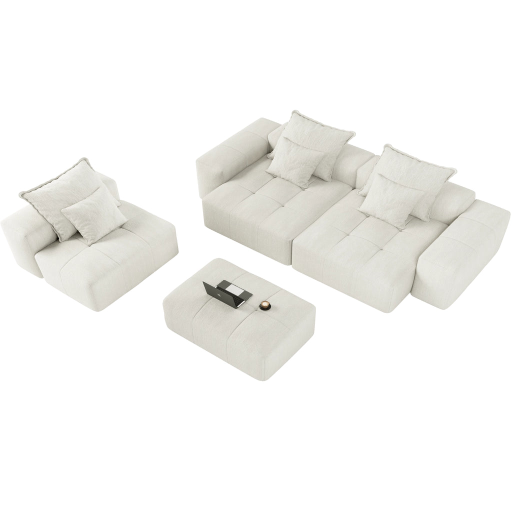Modern Oversized Modular Sectional Sofa with 6 Pillows