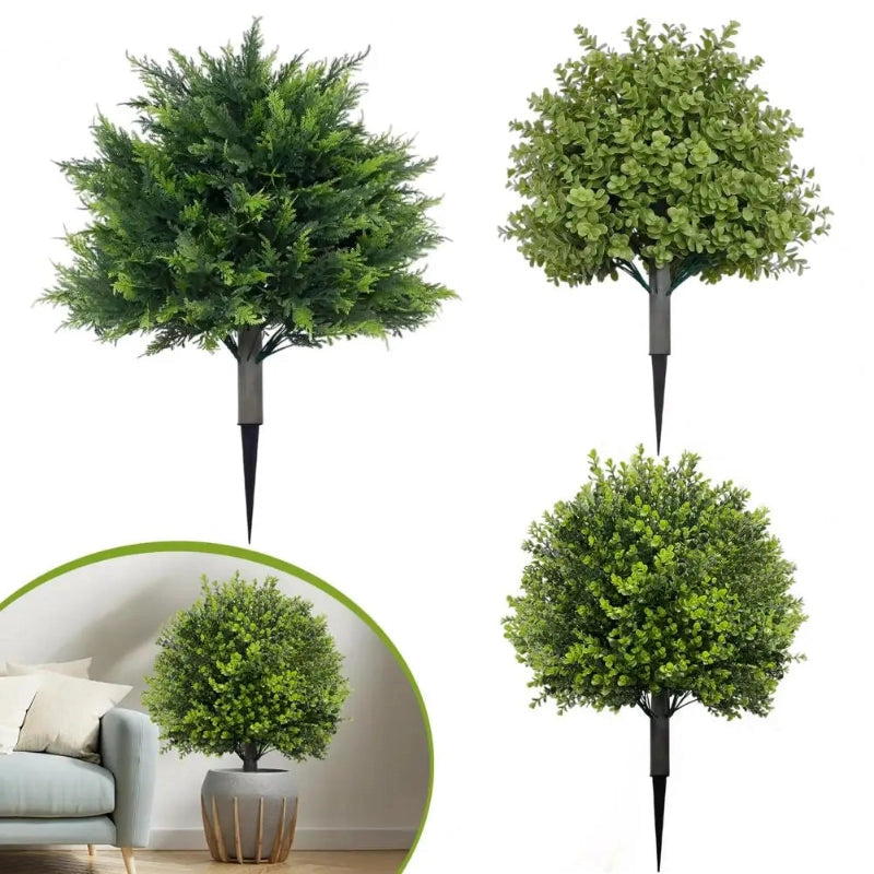 Green Artificial Uv Resistant Boxwood Trees
