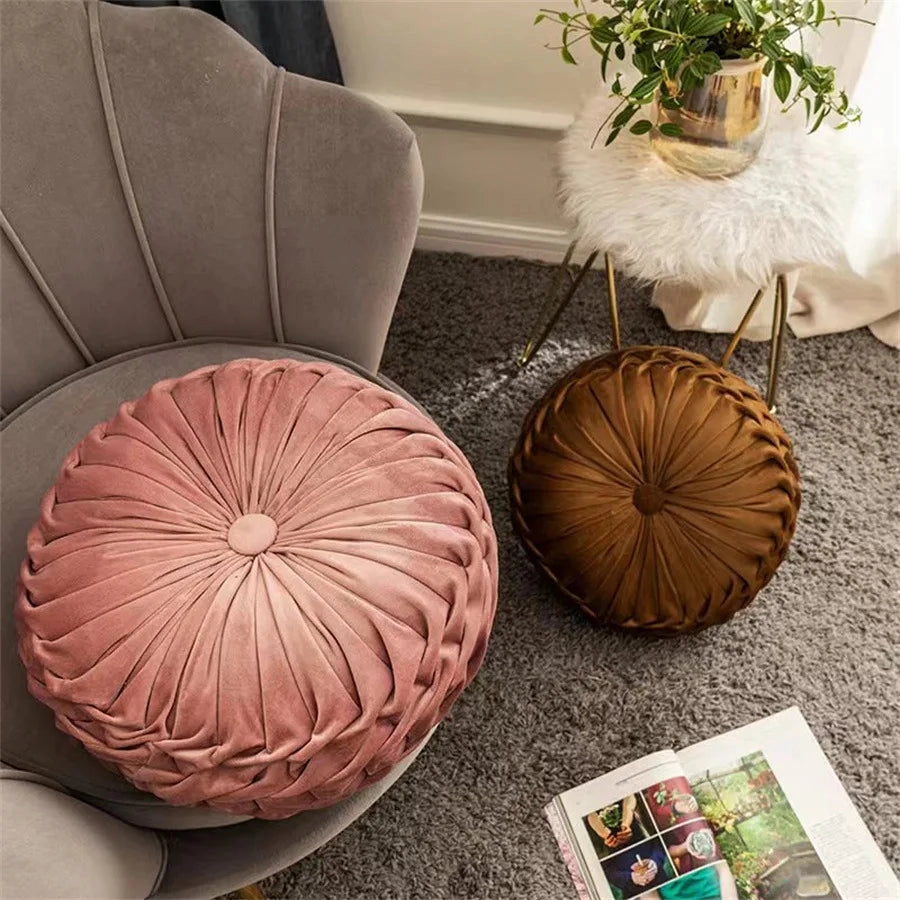 Round Velvet Throw Pillow