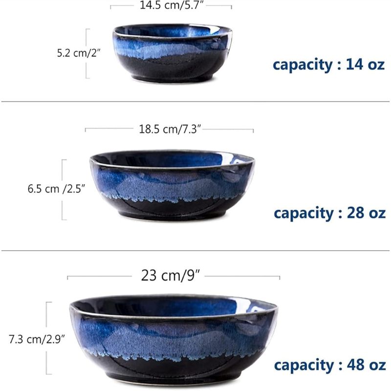 Blue Eclipse 4-Piece Bowl Sets | Dinnerware Set | Porcelaine