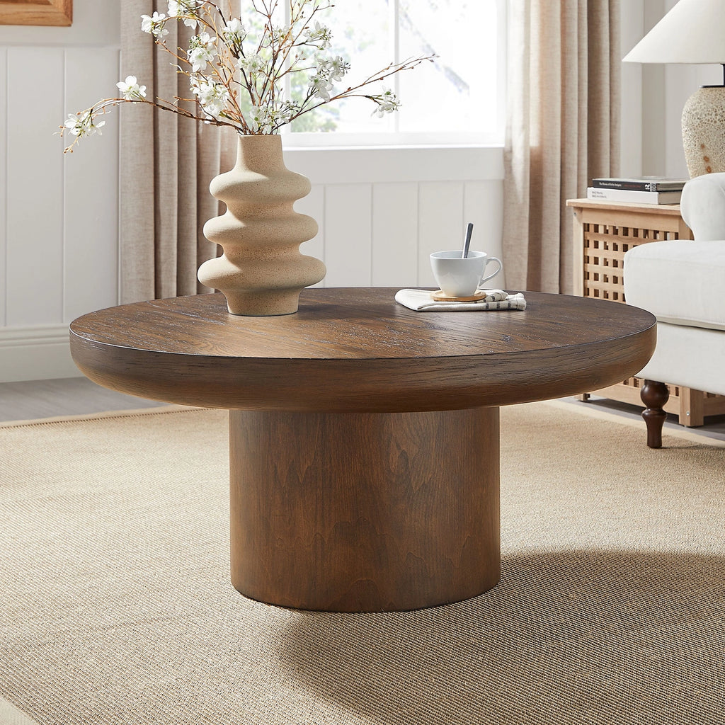 Round Coffee Table with Cylindrical Leg