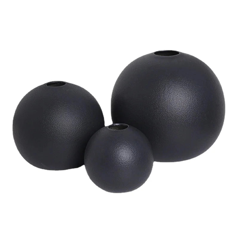 Round Black Vases 3-Piece Set