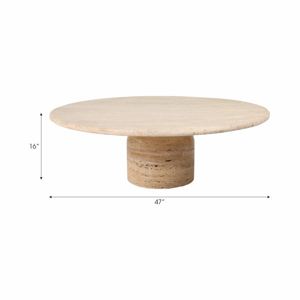 Stone Wood Modern Casual Round Coffee Table