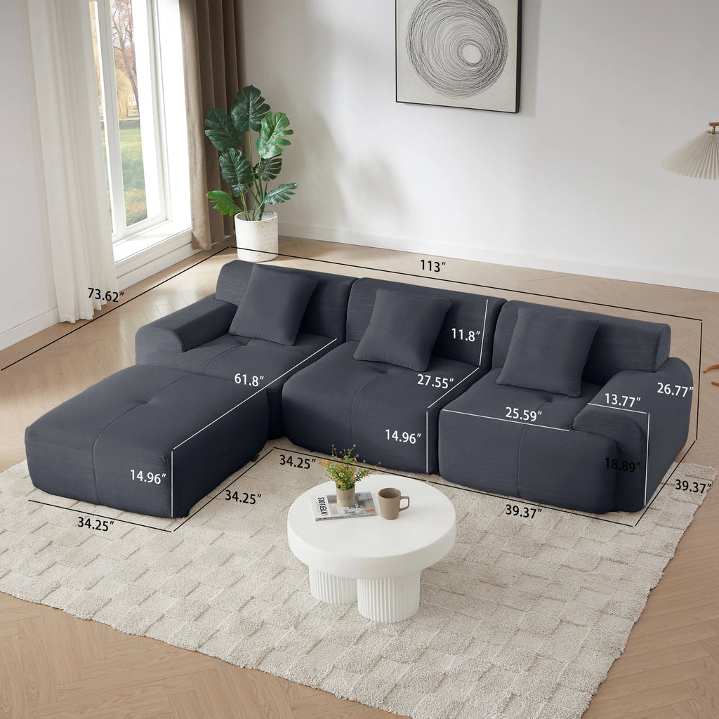 L-Shaped Modular Sectional Sofa Corduroy