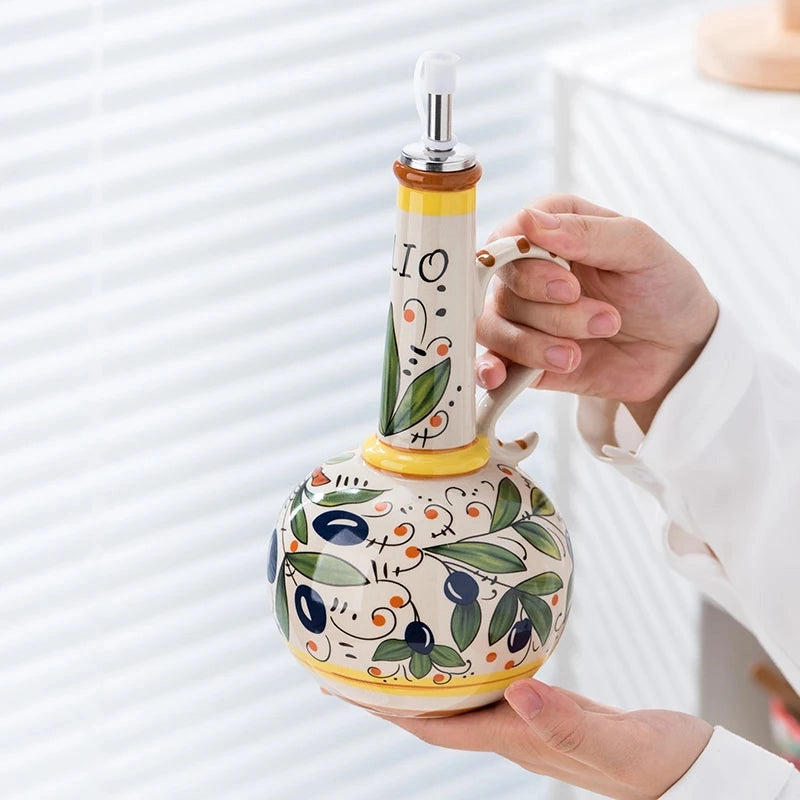 Amalfi Olive Oil Bottle | Ceramic Dispenser | Kitchen Decor