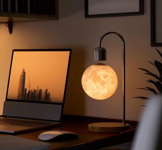 Levitating Wireless Charging Moon Lamp