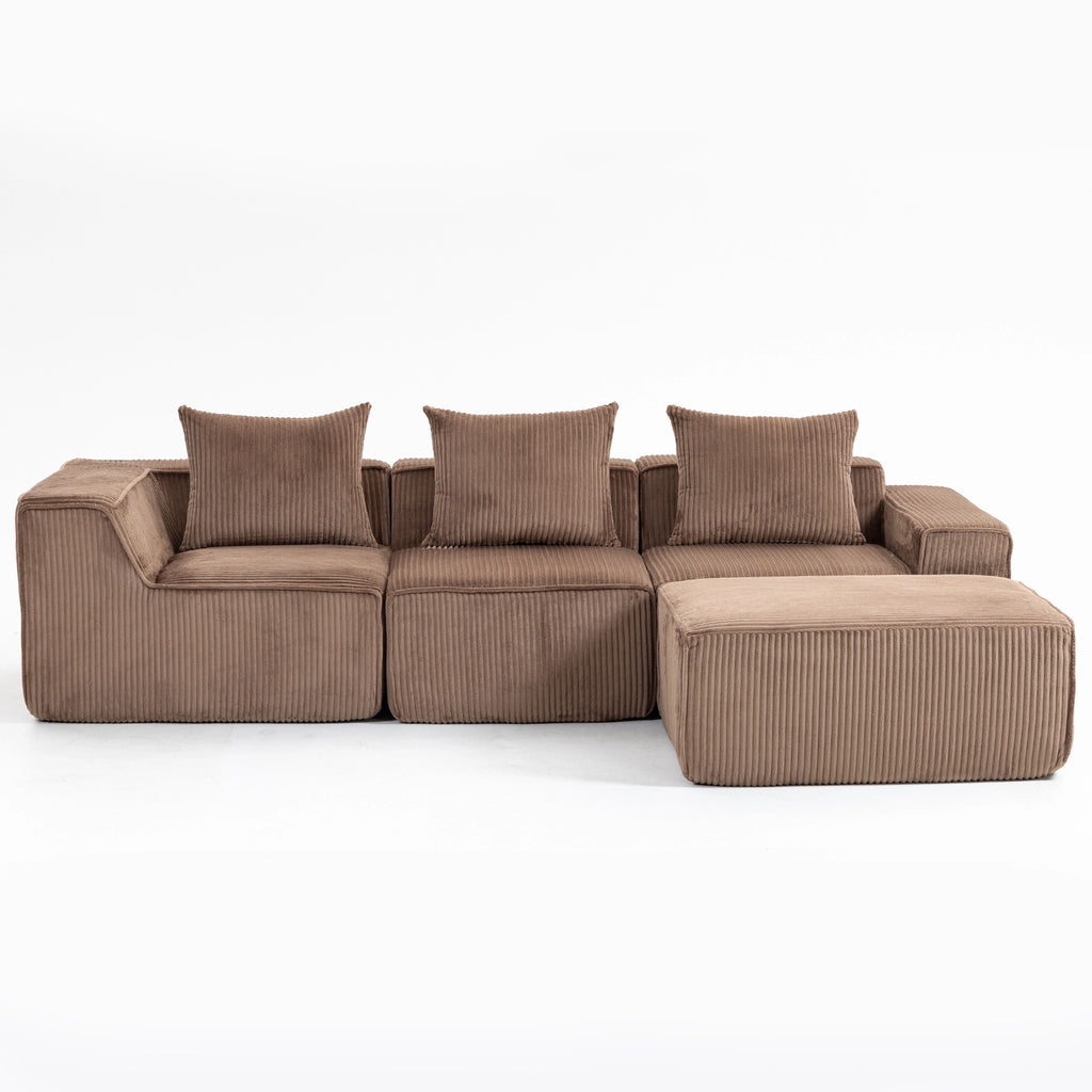 Modular Compression Sofa Set Plush Corduroy