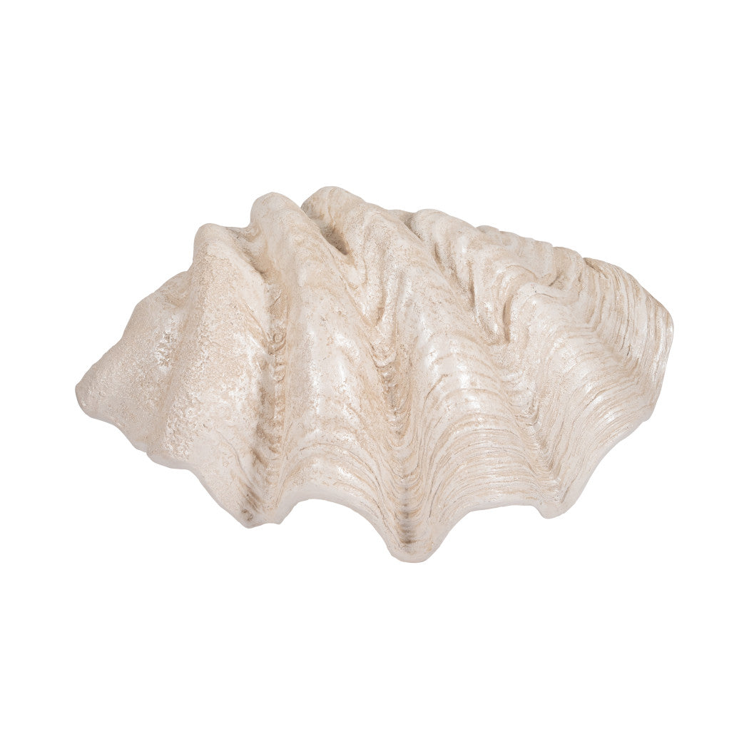 Ivory Polyresin Pearlized Clam Shell