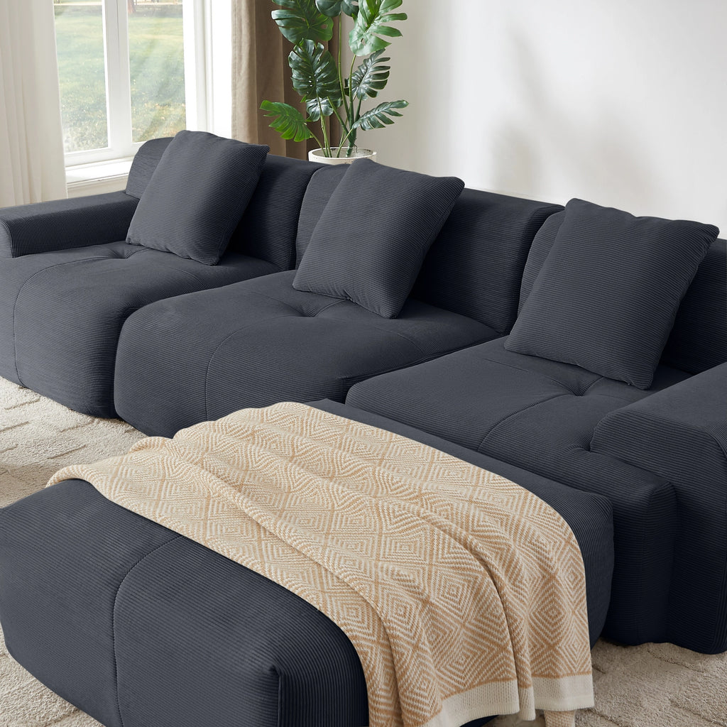 L-Shaped Modular Sectional Sofa Corduroy